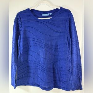 Simply Vera Vera Wang Royal Blue Textured Long Sleeve Top, Size M